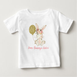 女の子のウサギのバルーンいくつかのバニーの妹Tシャツ ベビーTシャツ