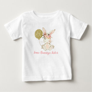 女の子のウサギのバルーンいくつかのバニーの妹Tシャツ ベビーTシャツ
