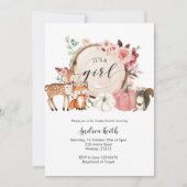 女の子のウッドランドのカボチャの赤ちゃんシャワーだ 招待状 (正面)