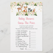 女の子のウッドランドは、価格ベビーシャワーゲームを推測 (正面)