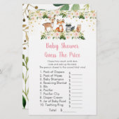 女の子のウッドランドは、価格ベビーシャワーゲームを推測 (正面/裏面)