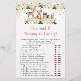 女の子のウッドランドフローラそれが赤ちゃんシャワーのゲームを言った