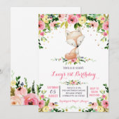 女の子のウッドランド·フォックスバースデーの招待 招待状 (正面/裏面)