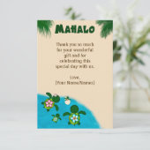 女の子のウミガメ家族のベビーシャワーは平たい箱感謝していしています サンキューカード (スタンド正面)