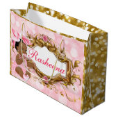 女の子のエスニック・ベビー・ガール・ピンク・ボウ&パール ラージペーパーバッグ (正面アングル)