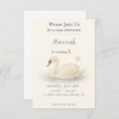 女の子のエレガントなスワンプリンセスの誕生日 招待状 (正面/裏面)