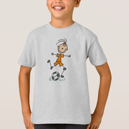 女の子のオレンジサッカーのユニフォーム Tシャツ (正面)