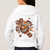 女の子のオレンジ色の灰色のチームはバスケットボールを色を付ける (裏面)