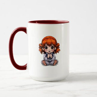 女の子のオレンジ色の髪を切る マグカップ