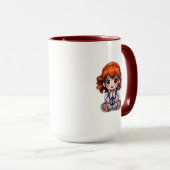 女の子のオレンジ色の髪を切る マグカップ (正面右)