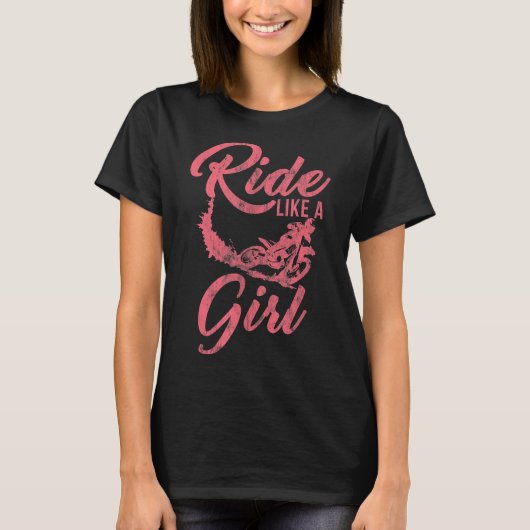 女の子のオートバイの贈り物のように乗おもしろいる Tシャツ (正面)