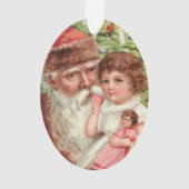 女の子のオーナメントとのヴィンテージサンタ オーナメント (裏面)