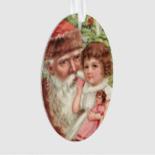 女の子のオーナメントとのヴィンテージサンタ オーナメント (正面)