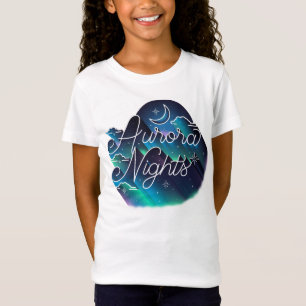 女の子のオーロラ夜II Tシャツ/白 Tシャツ