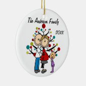 女の子のカスタムな休日のオーナメントが付いている予期しているカップル セラミックオーナメント (右)