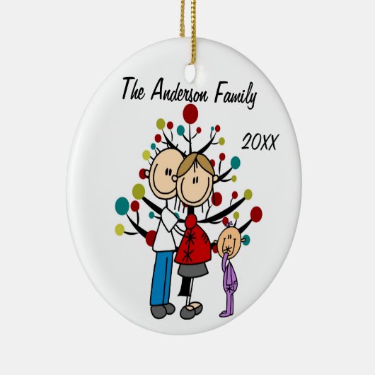 女の子のカスタムな休日のオーナメントが付いている予期しているカップル セラミックオーナメント (右)
