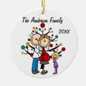 女の子のカスタムな休日のオーナメントが付いている予期しているカップル セラミックオーナメント (正面)