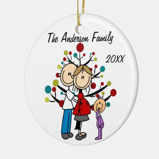 女の子のカスタムな休日のオーナメントが付いている予期しているカップル セラミックオーナメント (左)