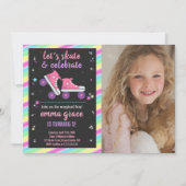 女の子のカスタムローラースケートパーティー 招待状 (正面)