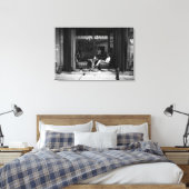 女の子のカフェとコーヒーTIme -通り写真 キャンバスプリント