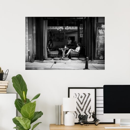 女の子のカフェとコーヒーTIme -通り写真 ポスター (ホームオフィス)