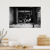 女の子のカフェとコーヒーTIme -通り写真 ポスター (キッチン)