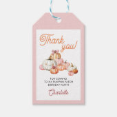 女の子のカボチャパッチの弓の誕生日パーティーのお礼 ギフトタグ (正面)