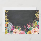 女の子のカボチャ最初誕生日の花の金ゴールドの黒板 招待状 (裏面)