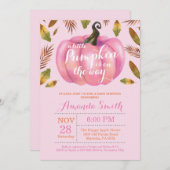 女の子のカボチャ秋のベビーシャワーの招待状 招待状 (正面/裏面)