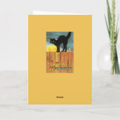 女の子のカボチャ黒猫のヴィンテージのハロウィンカード カード (裏面)