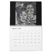 女の子のカレンダーがあることの芸術 カレンダー (2月 2027)