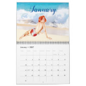 女の子のカレンダーの上の2019年のヴィンテージPin カレンダー (1月 2027)