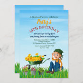 女の子のガーデニングパーティー招待状 招待状 (正面/裏面)