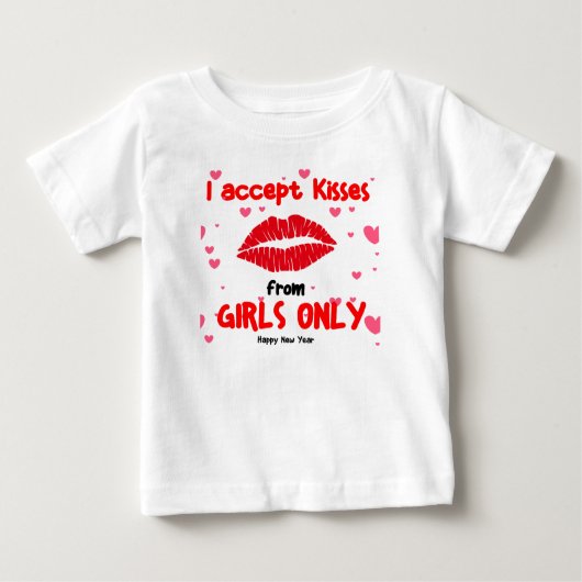 女の子のキスだけ受け付けます - 幼児用Tシャツ ベビーTシャツ (正面)