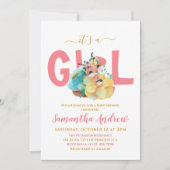 女の子のキツネのかわいらしスケッチ 招待状 (正面)