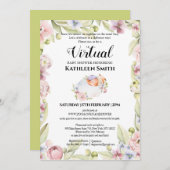 女の子のキツネエレガントフローラ緑化バーチャルシャワー 招待状 (正面/裏面)