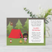 女の子のキャンピングバースデーパーティー招待状 招待状 (スタンド正面)