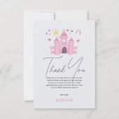 女の子のキュートなピンクのプリンセス誕生日 サンキューカード (正面)