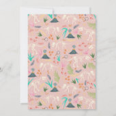 女の子のキュートなピンクの恐竜掘り出し化石誕生日パーティー 招待状 (裏面)