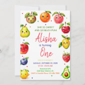 女の子のキュートなフルーツ誕生日招待状 夏のParty 招待状 (正面)