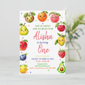 女の子のキュートなフルーツ誕生日招待状 夏のParty 招待状 (スタンド正面)