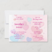 女の子のキュートなホワイトキッテンとカプセルバースデーパーティー 招待状 (裏面)