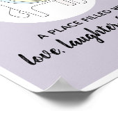 女の子のキュートな落書きユニコーン名前の保育園 子供部屋 ポスター (角)