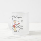 女の子のギター奏者のTシャツおよびギフト フロストグラスマグカップ (正面左)