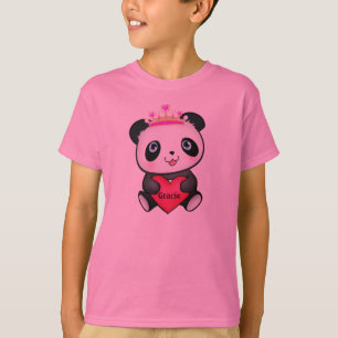 女の子のギフトの現在のためのピンクのパンダのプリンセスのTシャツ Tシャツ
