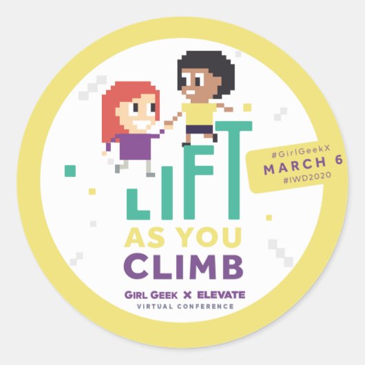 女の子のギークX上昇+ #IWD2020パーティーシール(sm) ラウンドシール (正面)