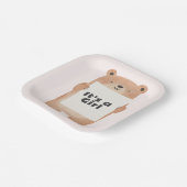 女の子のクマのベイビーシャワーピンク ペーパープレート (傾斜あり)