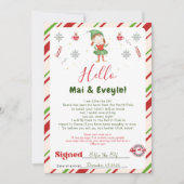 女の子のクリスマスエルフ歓迎レターカード 招待状 (正面)