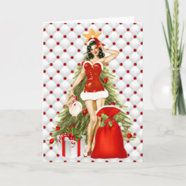 女の子のクリスマスカードの上のPin シーズンカード