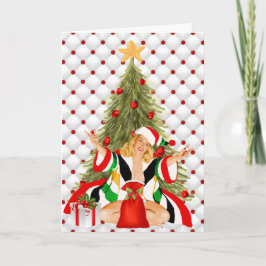 女の子のクリスマスカードの上のPin シーズンカード